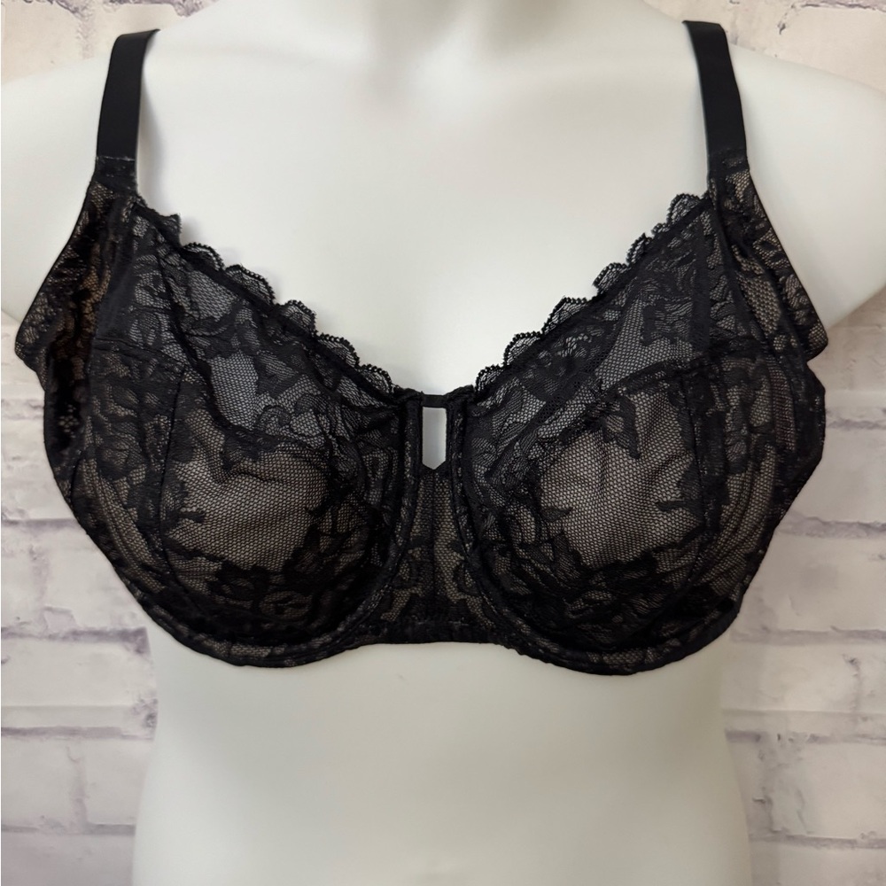 Natori Bra 40DDD Statement Full Fit Lace Unlined Underwire 746211 Black - Picture 1 of 9